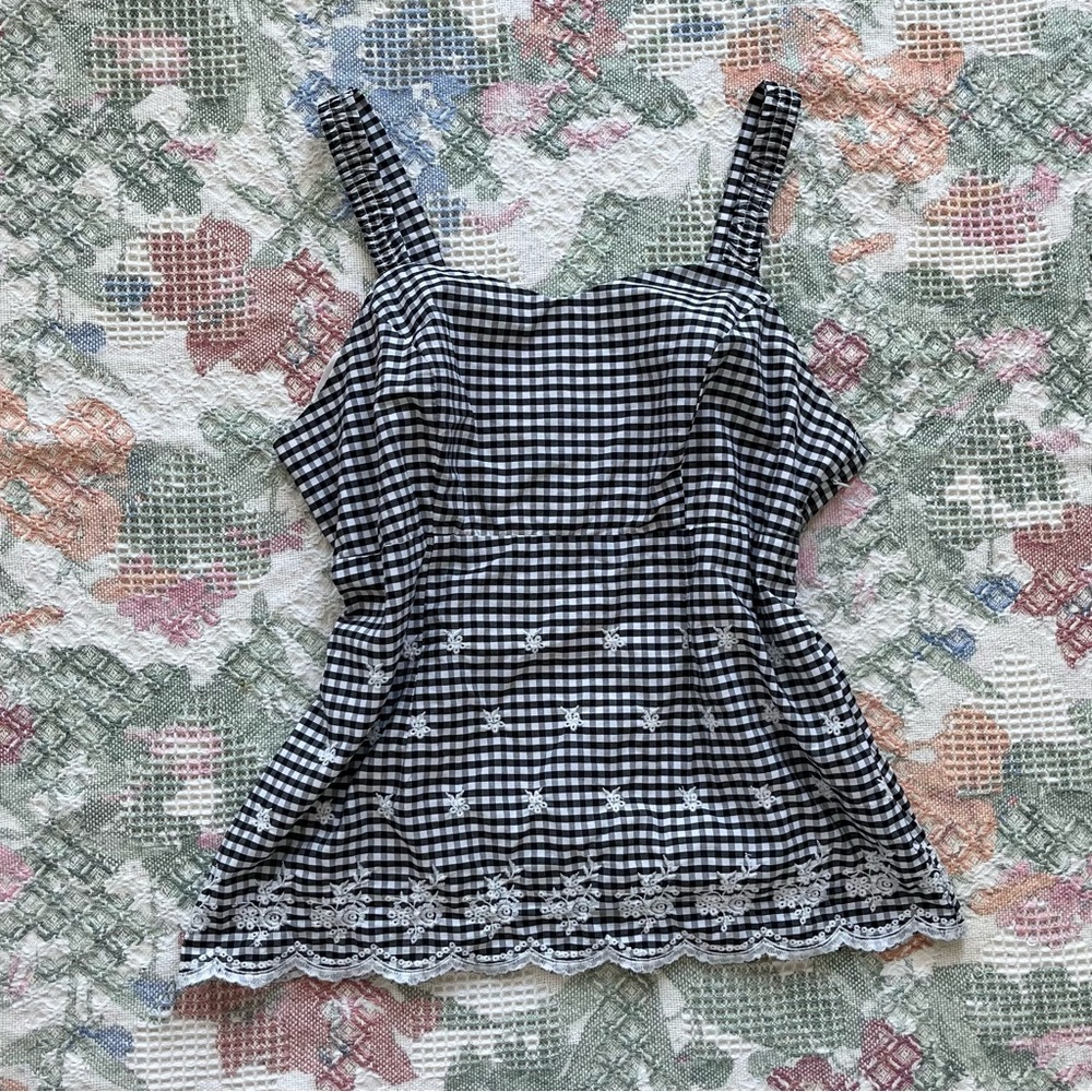Black and White Gingham Women's Top